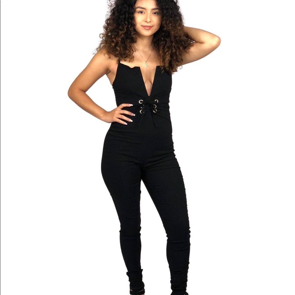 🔴Jumpsuit Black Romper Tie One Piece